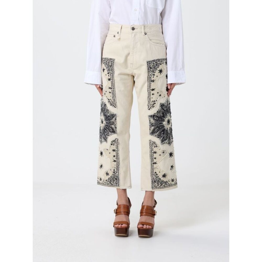 R13 Women Embroidered Denim Cropped Fit Jeans R13